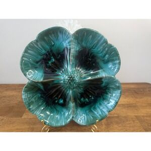 Vintage Blue Mountain Pottery Green Drip Glaze Flower Bowl Canadian Art Pottery